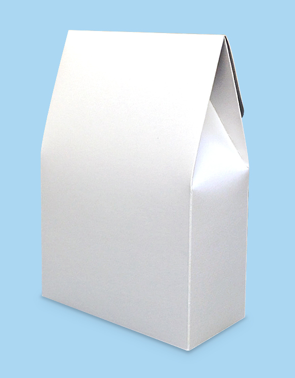 上が三角で袋のような箱（三角カートン）（正面）