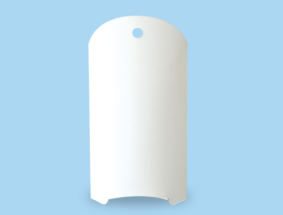 丸みのある、吊り下げフック穴付ピローパッケージ(正面)