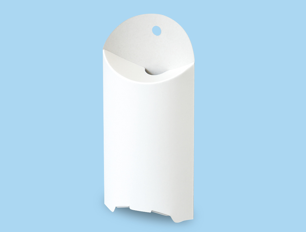 丸みのある、吊り下げフック穴付ピローパッケージ(うら)