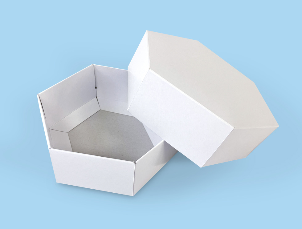 ミとフタの高級感のある6角形組箱（フタを開けたところ）